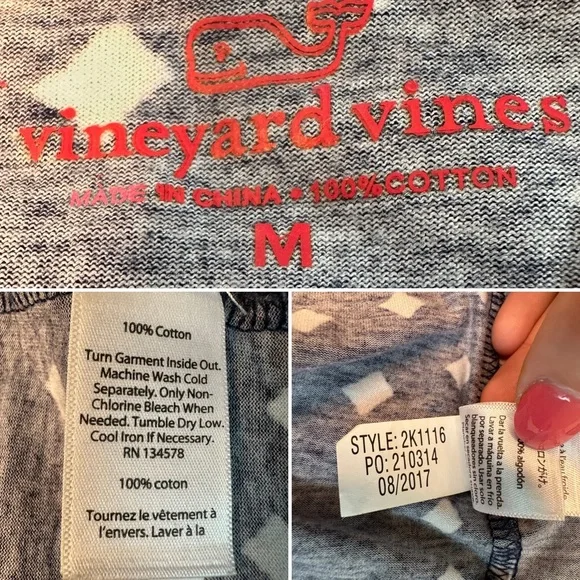 Vineyard Vines Ruffle Sleeve Cotton Top Navy White Dot Print Size M - Picture 6 of 11